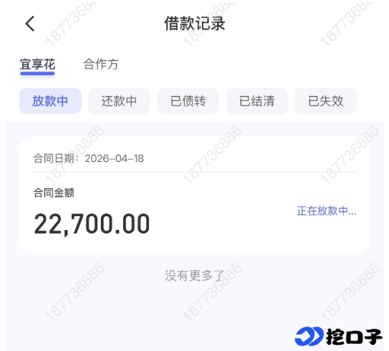 宜享花凌晨申请显示放款中,22700 元额度到账时间与审核状态说明