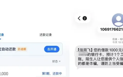 信用飞开通权益会员成功放款 1000 元，资金快速转出，回访情况实测分享